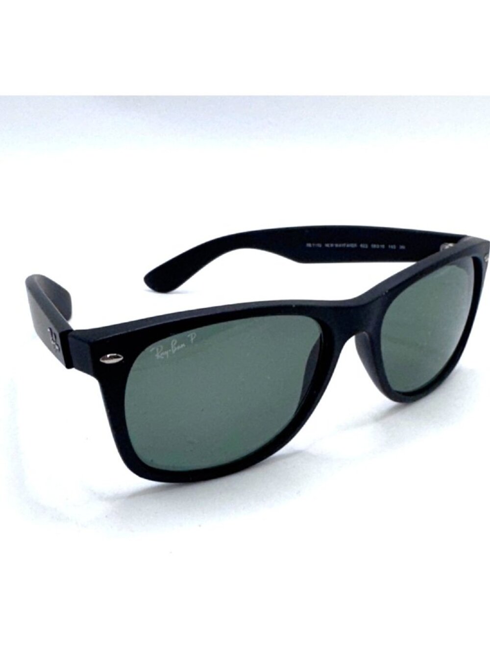 Ray-Ban RB2132 New Wayfarer Sunglasses 58mm Polarized Black Frame Green Lenses 3